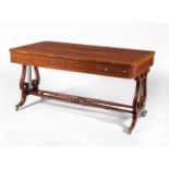 A Regency partridge wood and satinwood crossbanded library table