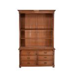 A Continental walnut bookcase cabinet