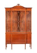 A mahogany, satinwood, and line inlaid display cabinet, in George III style