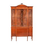 A mahogany, satinwood, and line inlaid display cabinet, in George III style