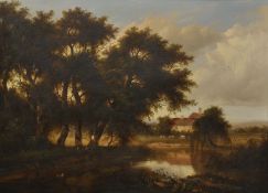 Follower of Patrick Nasmyth, View of a river with figure fishing