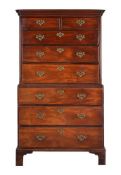 A George III mahogany and oak chest on chest