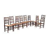 A harlequin set of sixteen spindle back chairs