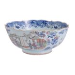 A Chinese lobed famille rose export bowl