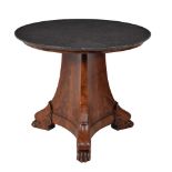 A Louis Philippe walnut and marble topped centre table