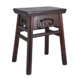 A Chinese hardwood, probably Elm, stool