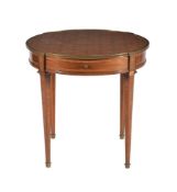 A French walnut and parquetry inlaid occasional table
