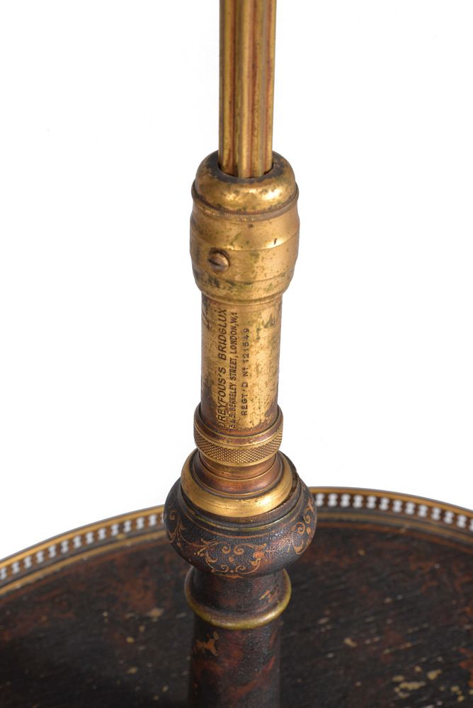 A Chinoiserie black lacquered and brass standard reading lamp - Image 2 of 3