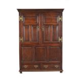 An oak hall or press cupboard