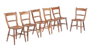A set of six ash and elm kitchen chairs, 19th century