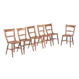 A set of six ash and elm kitchen chairs, 19th century