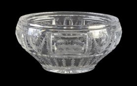 A Stourbridge clear glass cut, engraved and polished 'rock-crystal' style vase