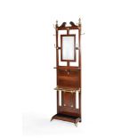 A late Victorian walnut and brass mounted hall stand