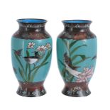 A Pair of Japanese Cloisonne Enamel Vases