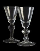 Two baluster wine glasses