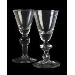 Two baluster wine glasses