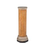 A painted plaster and white marble topped columnar pedestal in the manner of scagliola Siena