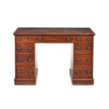 A Victorian mahogany pedestal desk