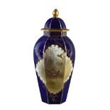 A Grainger's Worcester blue-ground and gilt vase