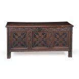 A Commonwealth oak chest or coffer