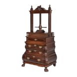 A Dutch burr and figured walnut press commode