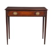 ϒ A George III mahogany and tulipwood crossbanded side table