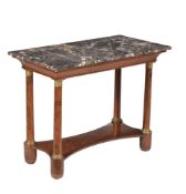 An Empire mahogany and gilt metal mounted console table