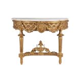 A Continental giltwood and marble topped console table