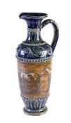 A Doulton Lambeth Pottery slender ewer decorated by Hannah Barlow (fl. 1871-1913)