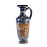 A Doulton Lambeth Pottery slender ewer decorated by Hannah Barlow (fl. 1871-1913)