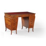 ϒ A satinwood and tulipwood banded desk