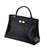 Hermes, Kelly, a black leather handbag