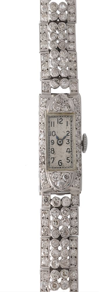 Unsigned, Lady's precious white metal and diamond cocktail watch - Image 2 of 2