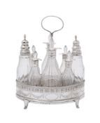 A George III silver oval cruet stand by William Abdy I