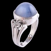 A star sapphire and diamond ring