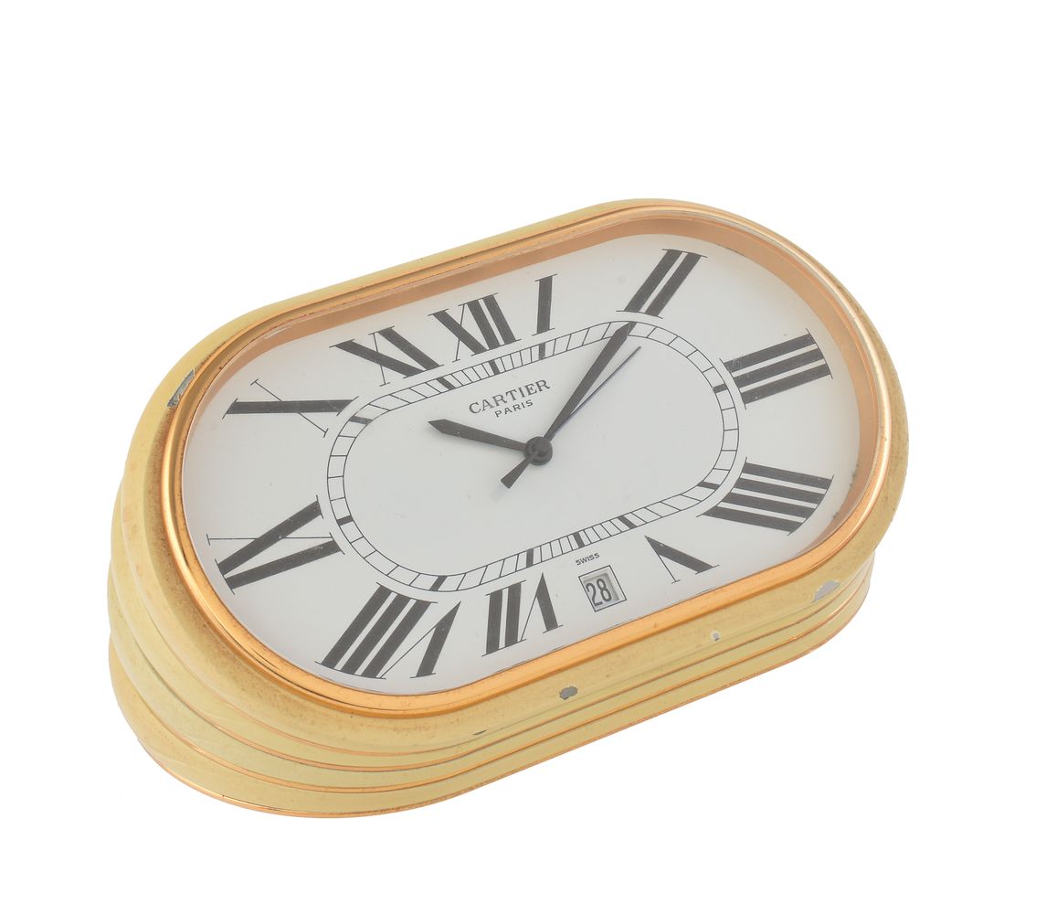 Must De Cartier, Ref. 7531 01011, a faux ivory cased table clock