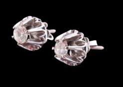 A pair of diamond ear studs