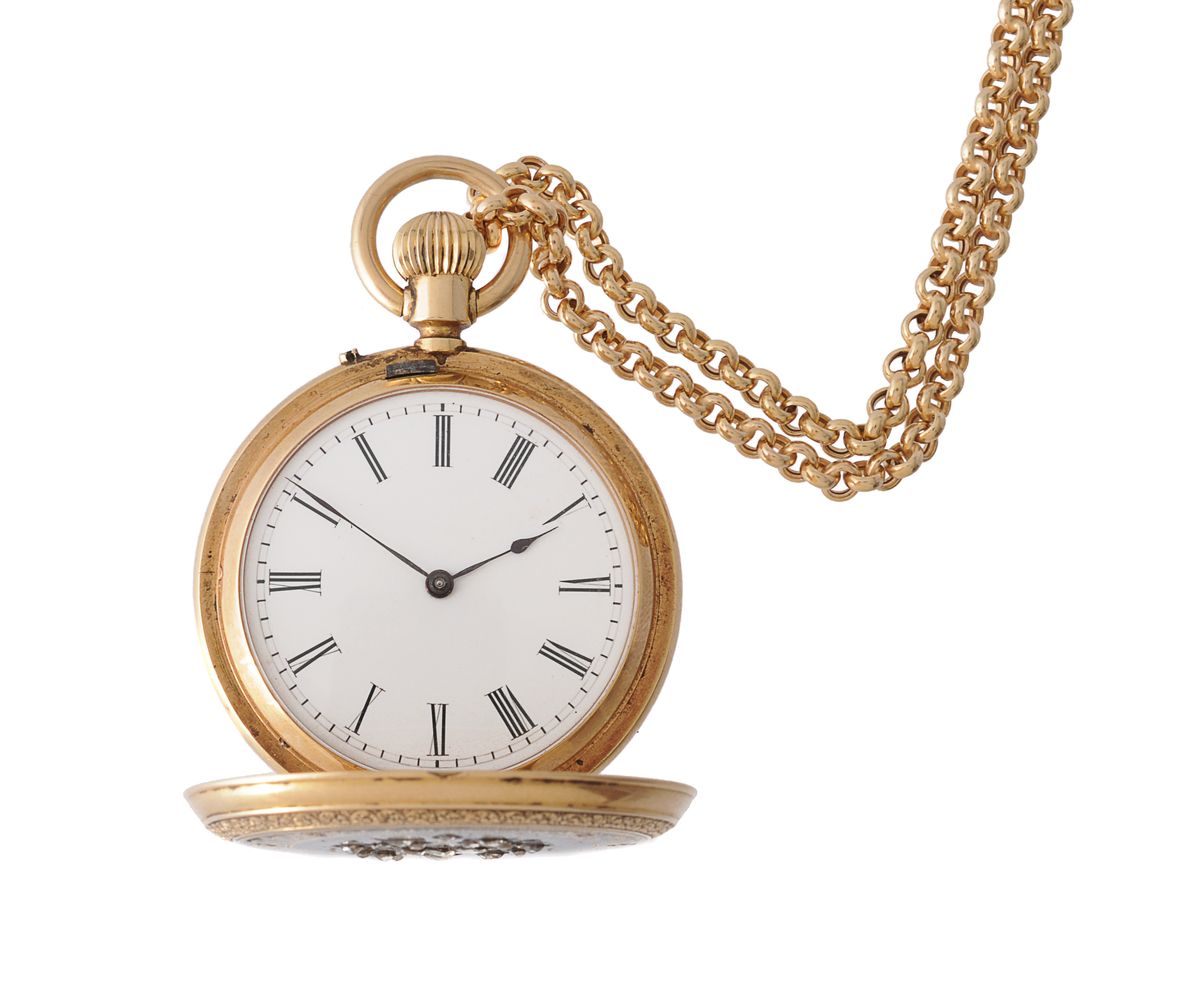 UnsignedGold, enamel and diamond set full hunter pocket watch - Bild 2 aus 4