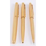 Parker, 75 Grain D'Orge, a gold plated fountain pen, ball point pen and propelling pencil