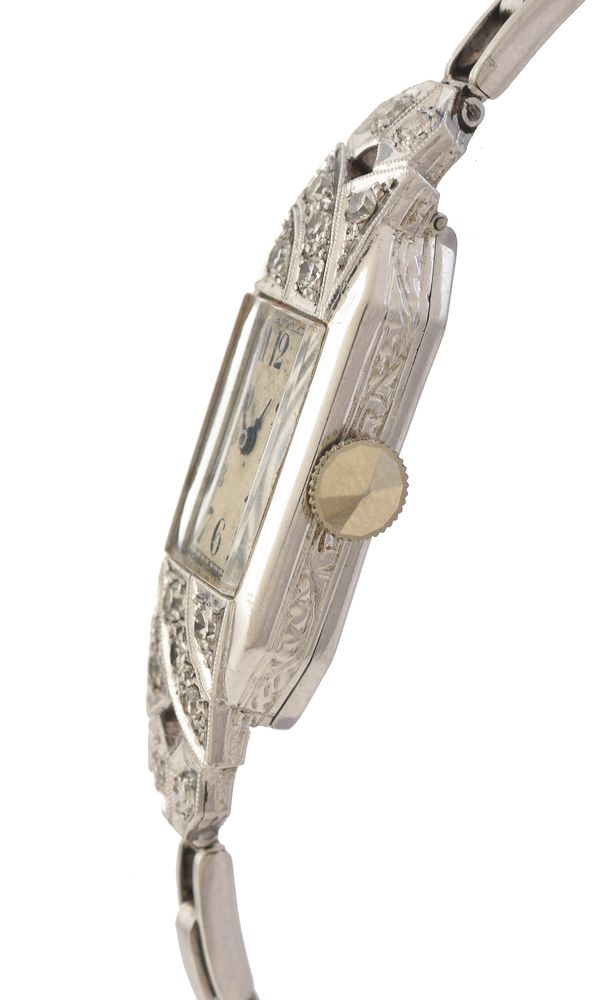 Unsigned, Lady's platinum coloured and diamond set cocktail watch - Bild 2 aus 2