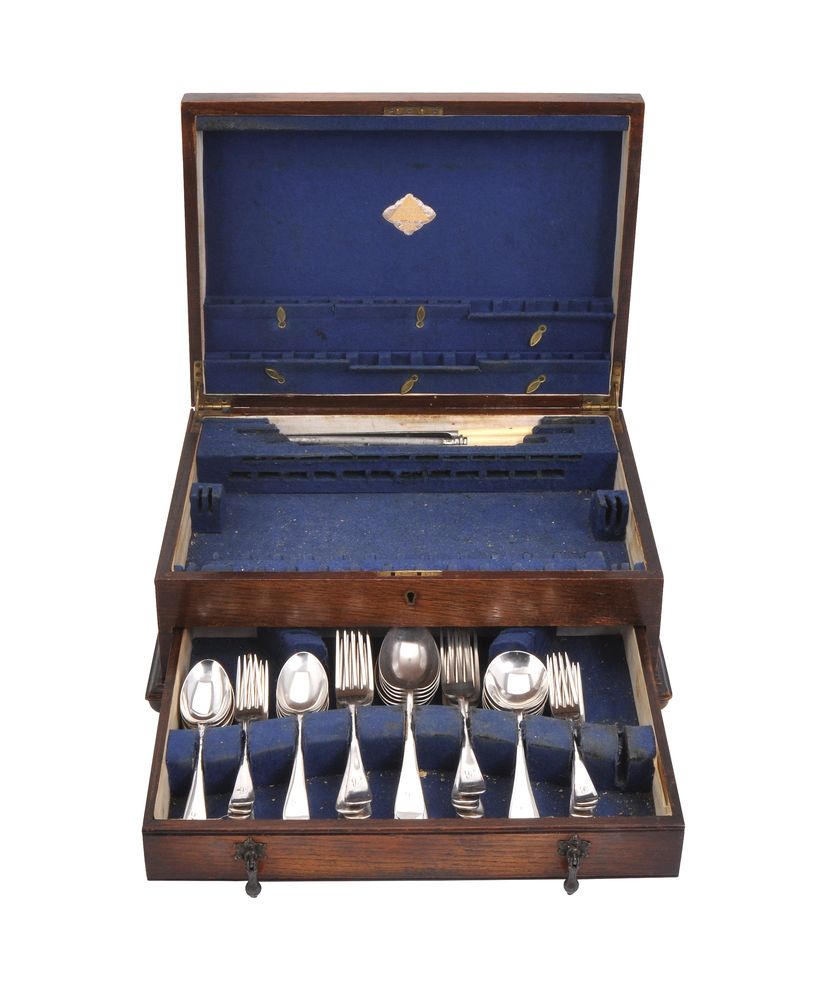 A matched silver part table service in old English pattern by Walker & Hall - Image 2 of 2