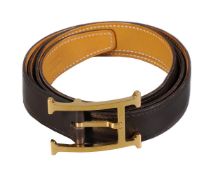 Hermès, a dark brown leather belt