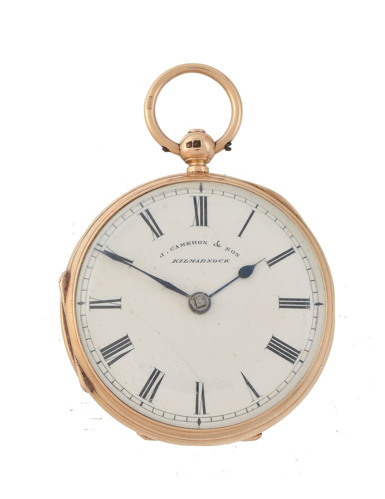 J. Cameron & Son, Kilmarnock,18 carat gold open face pocket watch