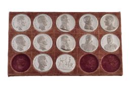 British Military and Naval Victories, a partial set of twelve white metal medals from Mudie's 1820 s