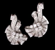 A pair of early 20th century diamond ear clips