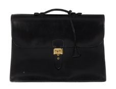Hermès, a black leather 'Sac a Depeches' briefcase