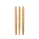 Parker, 75 Milleraies, a gold plated fountain pen, ball point pen and roller ball pen