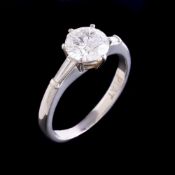 A diamond single stone ring