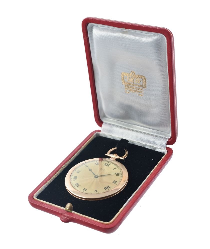 Cartier, Gold coloured keyless wind open face pocket watch - Bild 2 aus 2