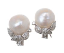 A pair of South Sea cultured pearl earrings